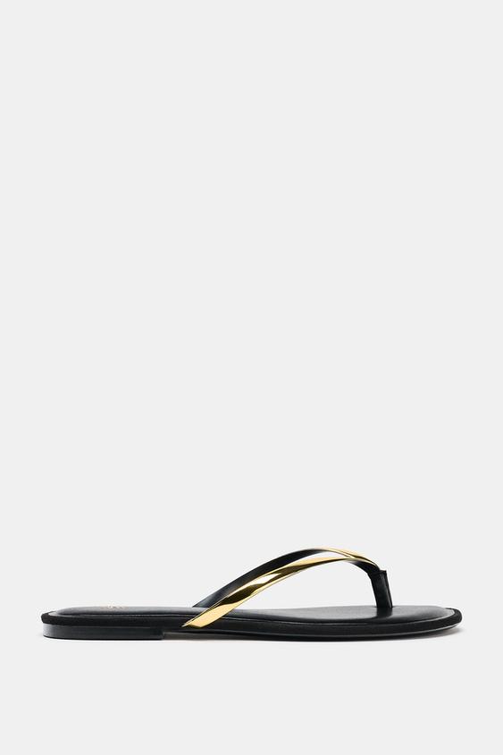 METALLIC DETAIL SLIDE SANDALS