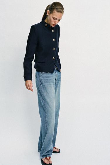 TAILORED BLAZER WITH GOLDEN BUTTON - Navy blue by Zara - Image 3