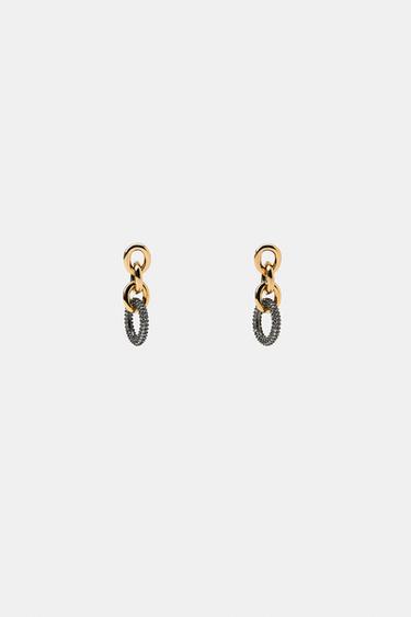 أقراط ممزوجة بحلقات متداخلة لامعة - ذهبي by Zara