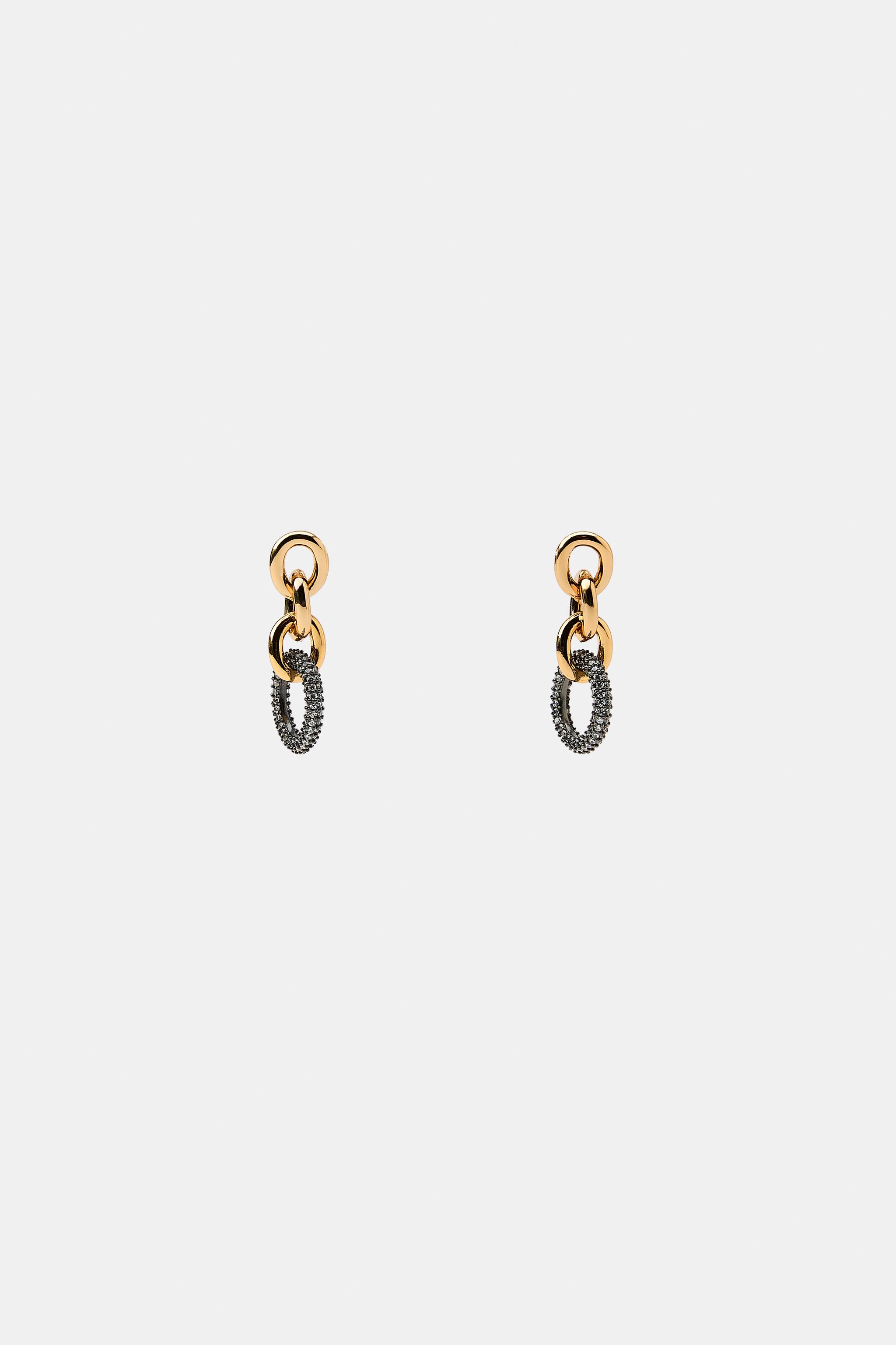 BOUCLES D'OREILLES À MAILLONS BRILLANTS COMBINÉS
