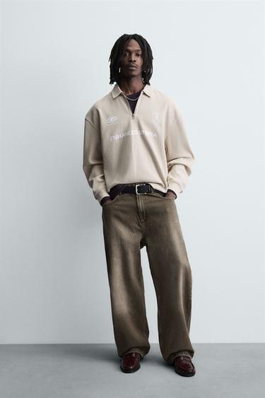 CABLE KNIT TEXTURED POLO SHIRT - Ecru by Zara - Image 0