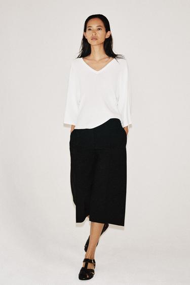 Zara ZARA WOMAN COLLECTION 直筒打褶百慕達短褲 - 黑色