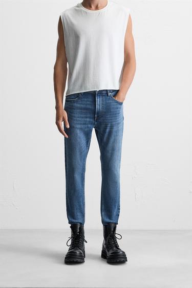CROPPED SKINNY FIT JEANS - Mid-blue by Zara