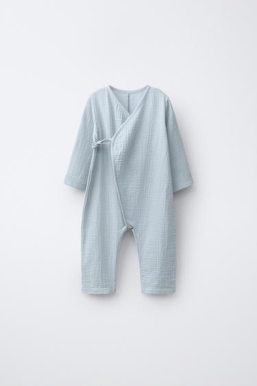 LONG TEXTURED ROMPER - Light blue by Zara - Image 0