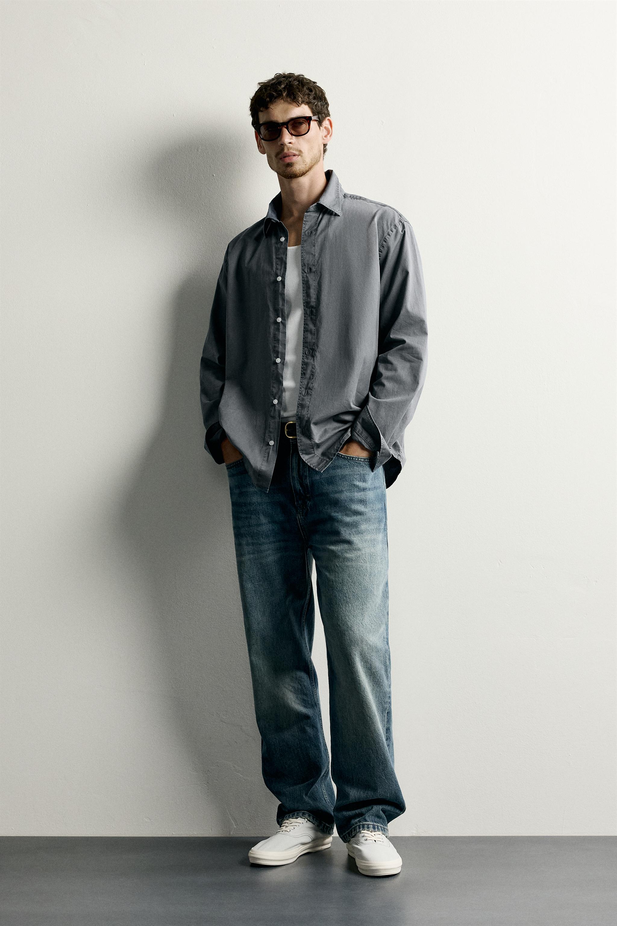 Мужские рубашки Zara WASHED RELAXED-FIT SHIRT