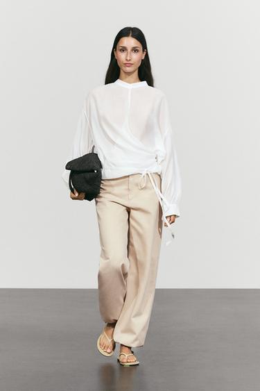 Zara Flowing wrap blouse - Ecru - Image 0