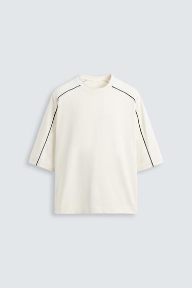 Zara CONTRAST TRIM SWEATSHIRT - Oyster-white