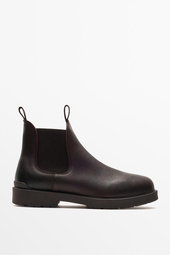 Zara Oiled leather Chelsea boots - Brown - Image 0