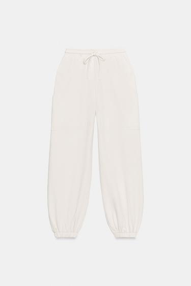 Zara POCKET JOGGERS - Ecru