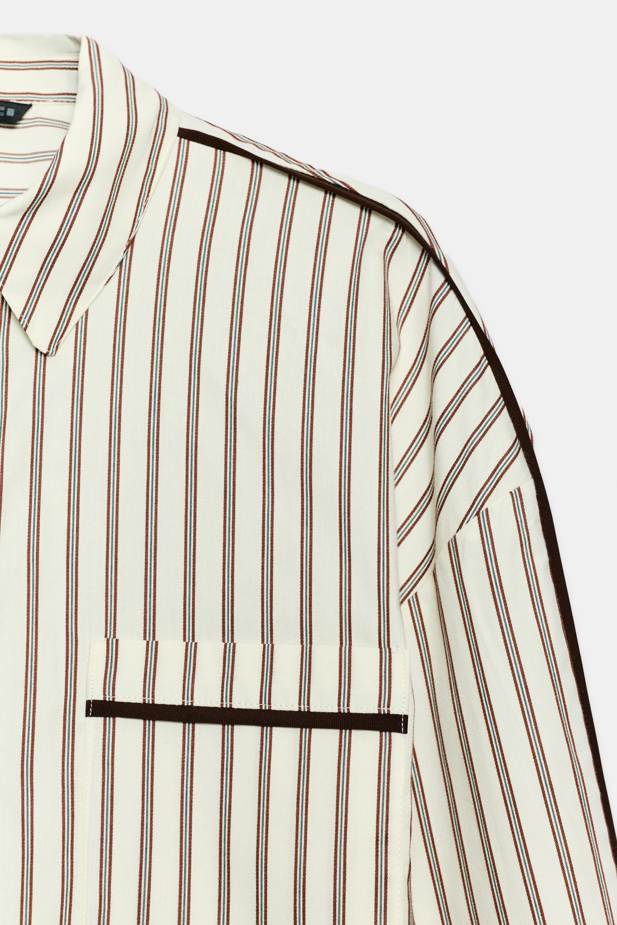 STRIPED CONTRAST PIPING SHIRT