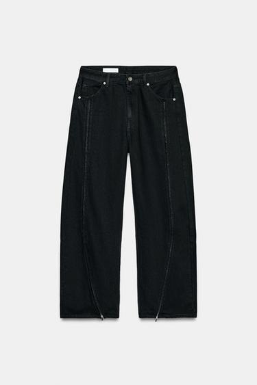 JEANS TRF BAGGY À ZIPS - Noir de Zara - Image 5