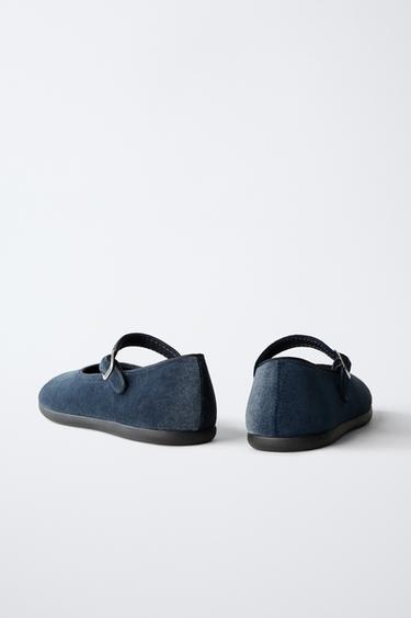 VELVET BALLET FLATS - Blue by Zara - Image 4