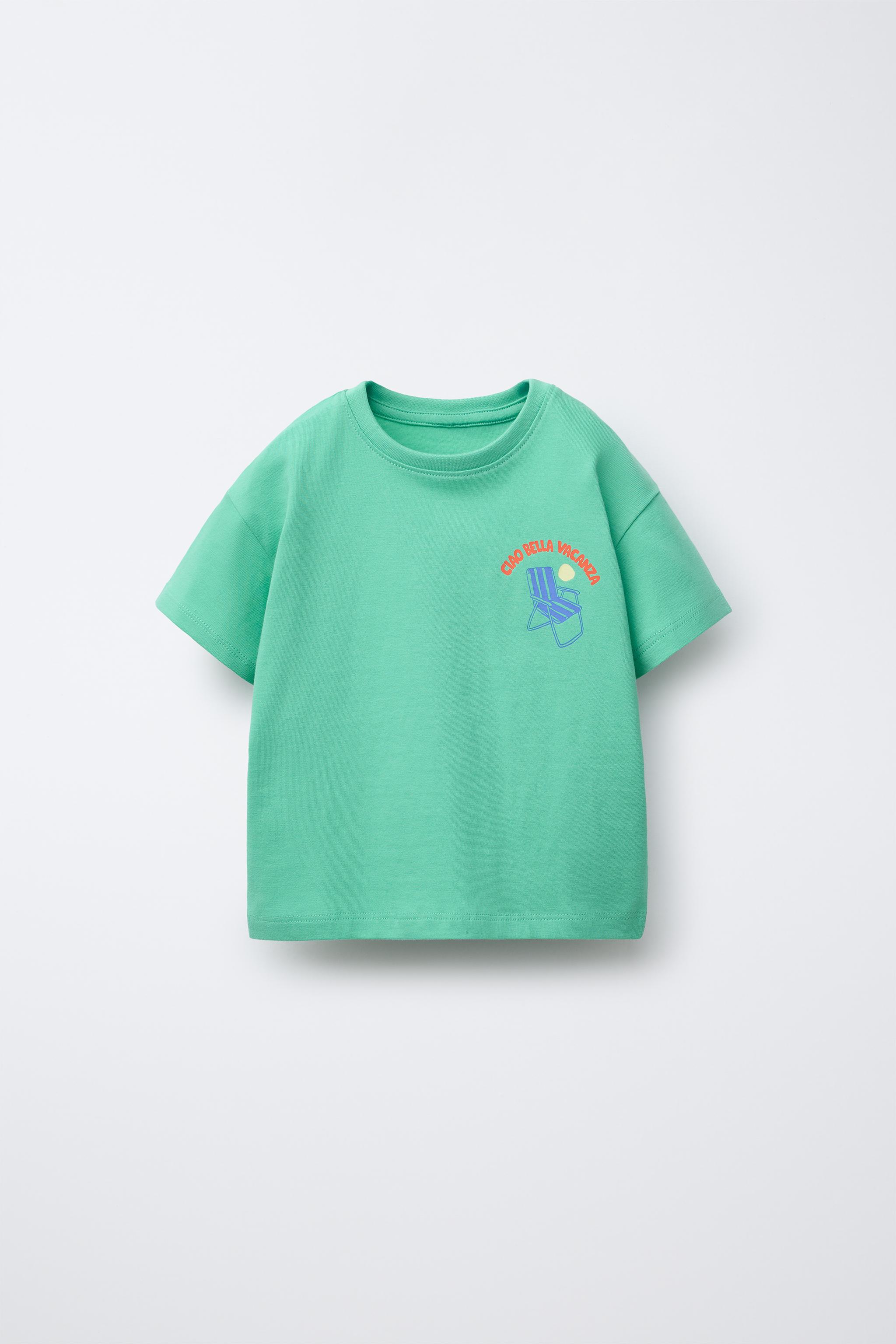 2-6 ANOS/ PIJAMA CAMISETA E BERMUDA PRAIA - Verde | ZARA Brasil