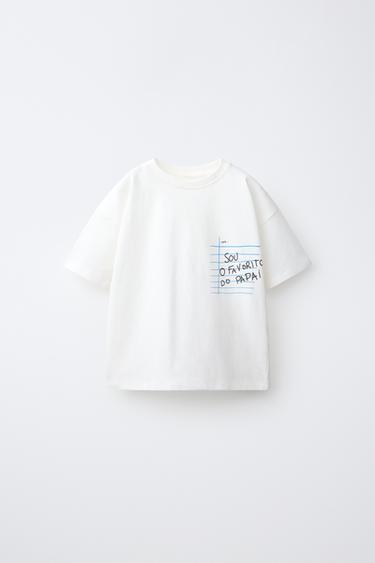 Zara TEXT PRINT T-SHIRT - Oyster-white