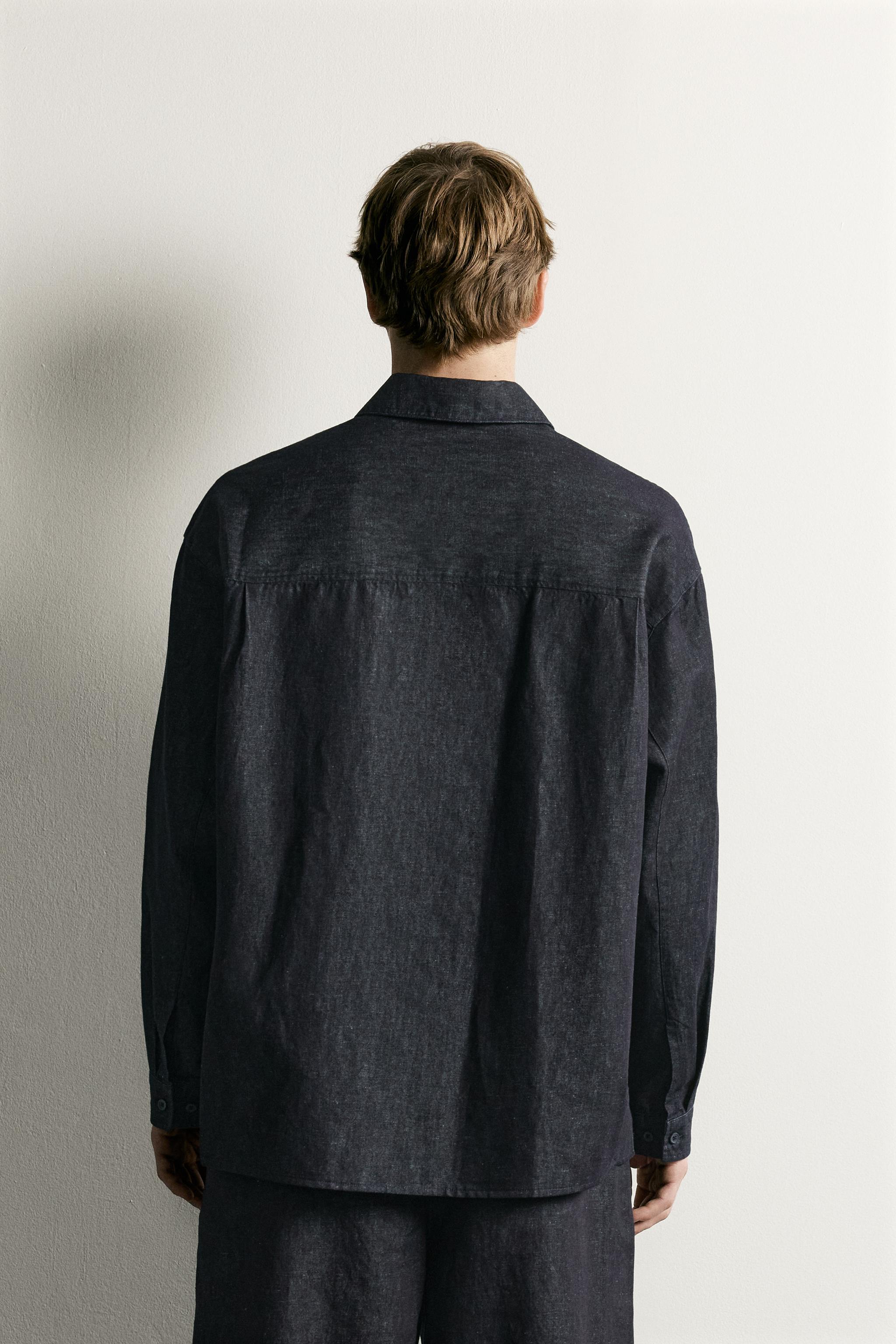 Мужские рубашки Zara RELAXED FIT LIGHTWEIGHT DENIM SHIRT — фото 3