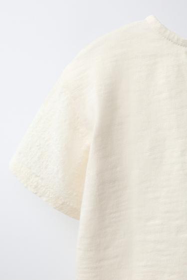 CONTRAST T-SHIRT WITH BUTTONS - Ecru by Zara - Image 3