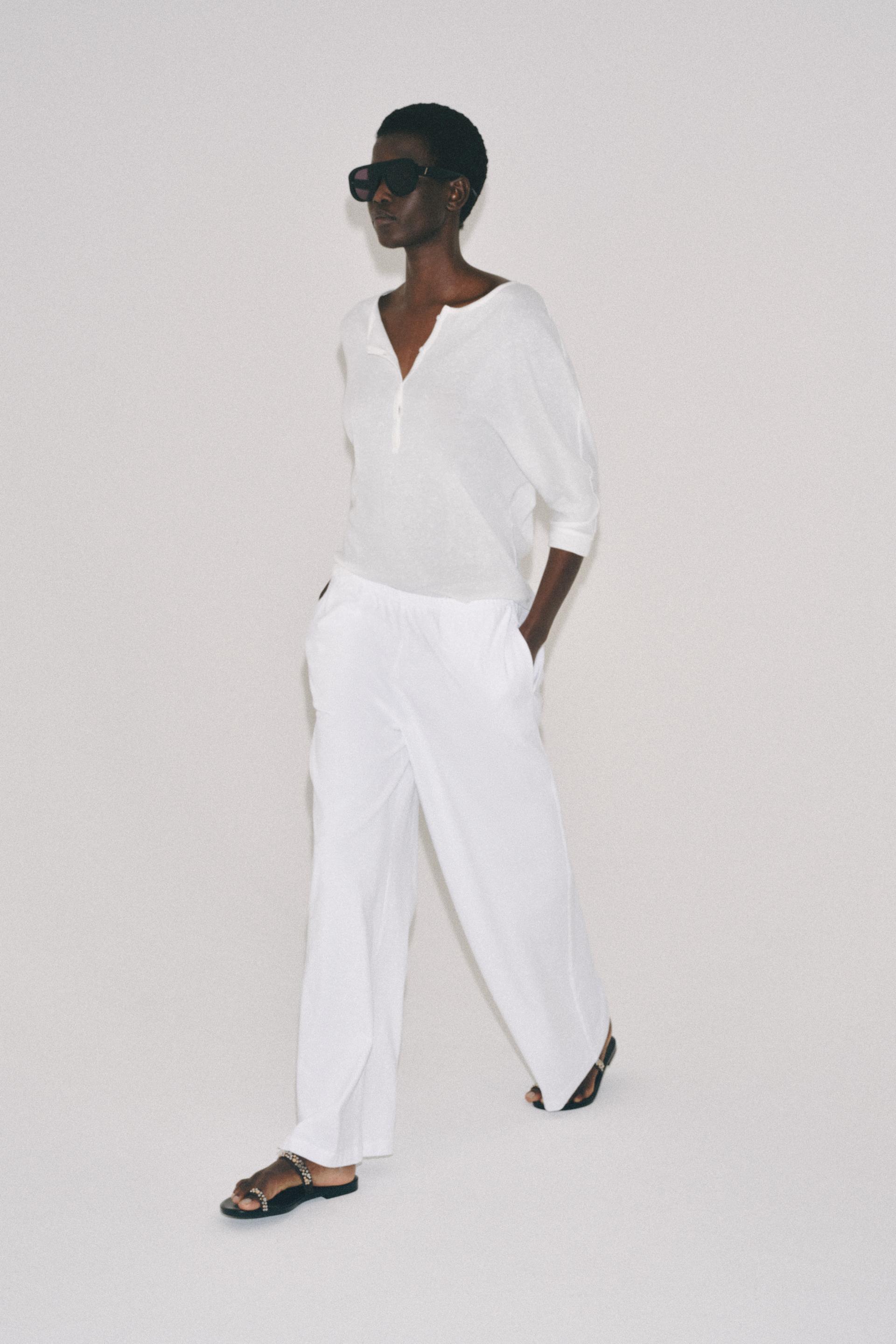 Straight Leg Cotton Trousers