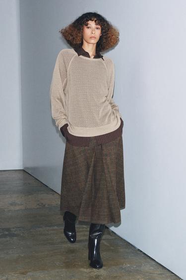 PULL RUSTIQUE À MANCHES LONGUES - Sable de Zara