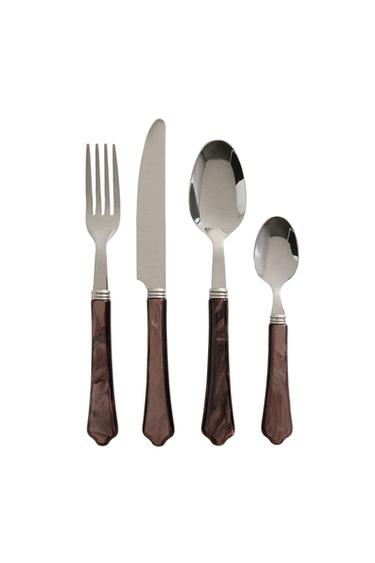 4-PIECE CUTLERY SET WITH MOTHER-OF-PEARL-EFFECT HANDLE - Brown by Zara
