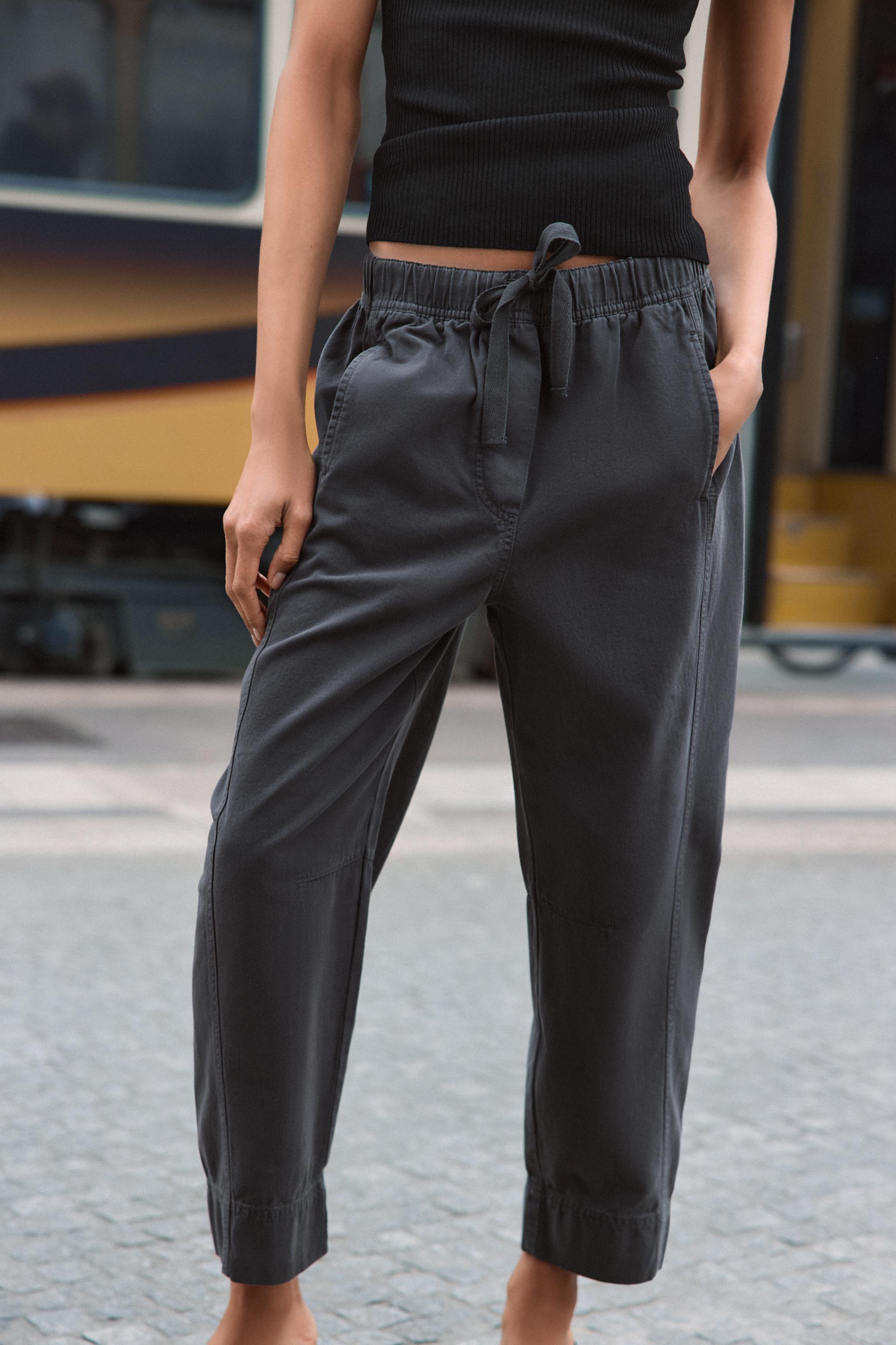 TROUSERS WITH ELASTIC WAIST — Anthracite grey