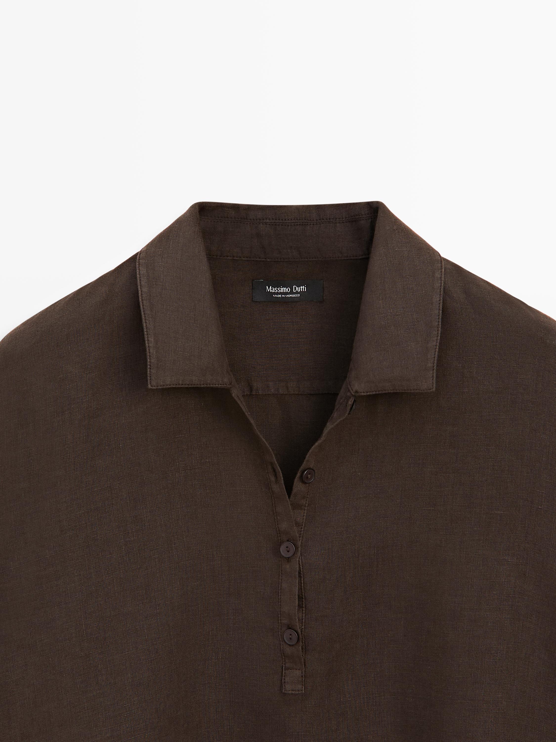 Chemisier col polo lin