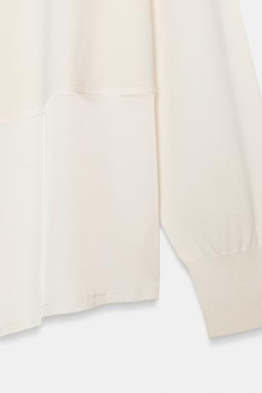 PULL EN MAILLE BIMATIÈRE ASYMÉTRIQUE - Blanc de Zara - Image 6