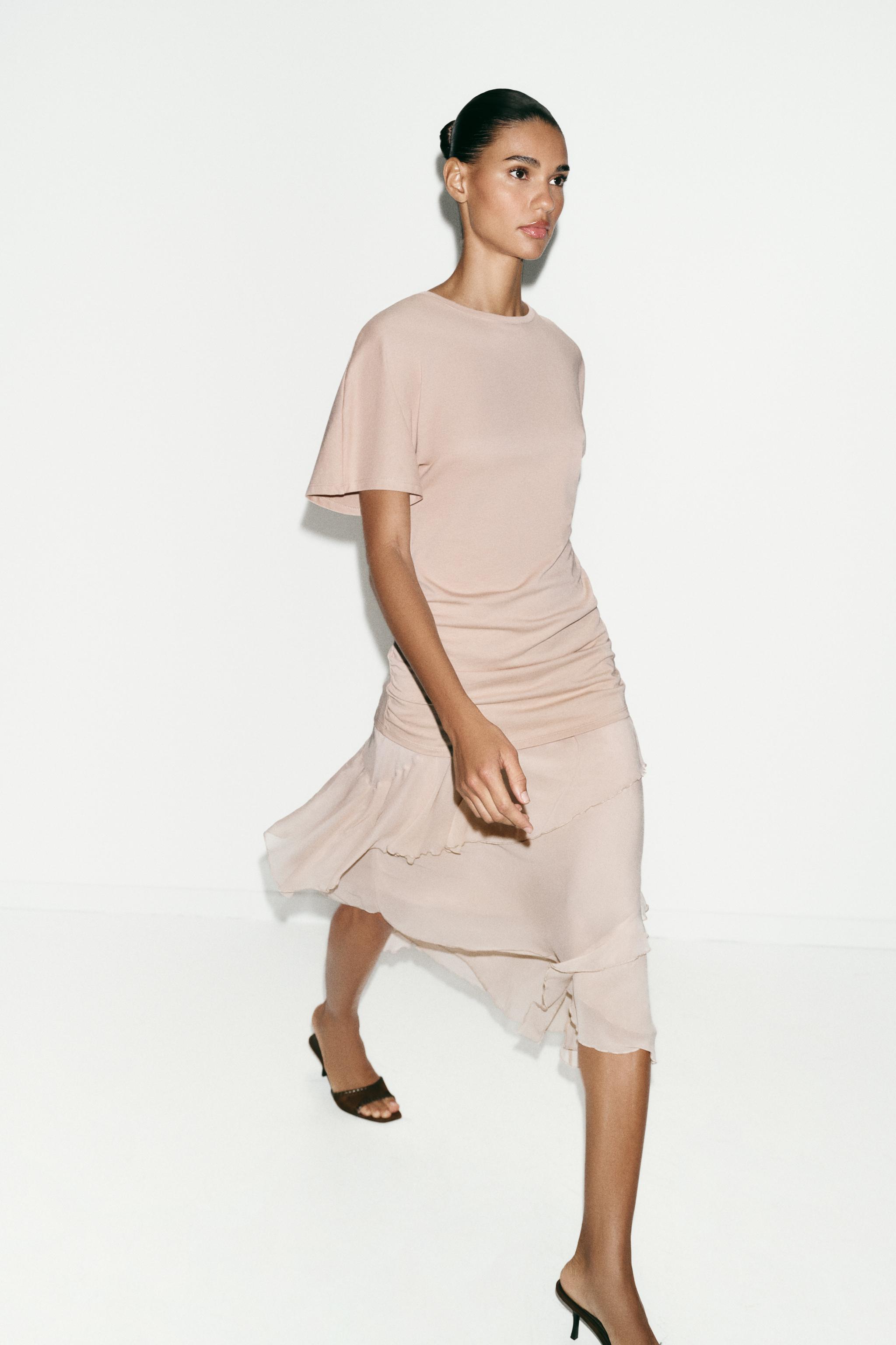 RUFFLED COMBINATION DRESS