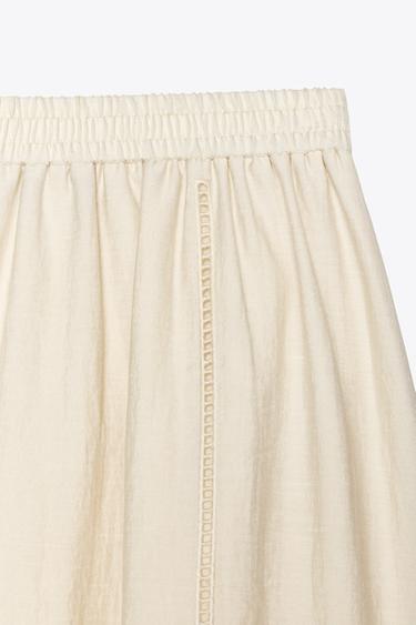 CUTWORK EMBROIDERY MIDI SKIRT - Ecru by Zara - Image 7