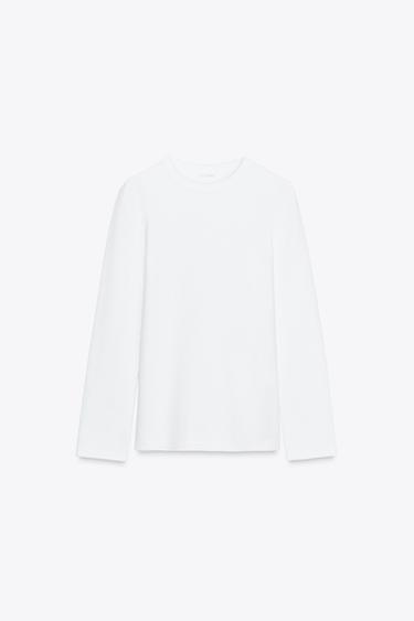 INTERLOCK LONG SLEEVE T-SHIRT - White by Zara