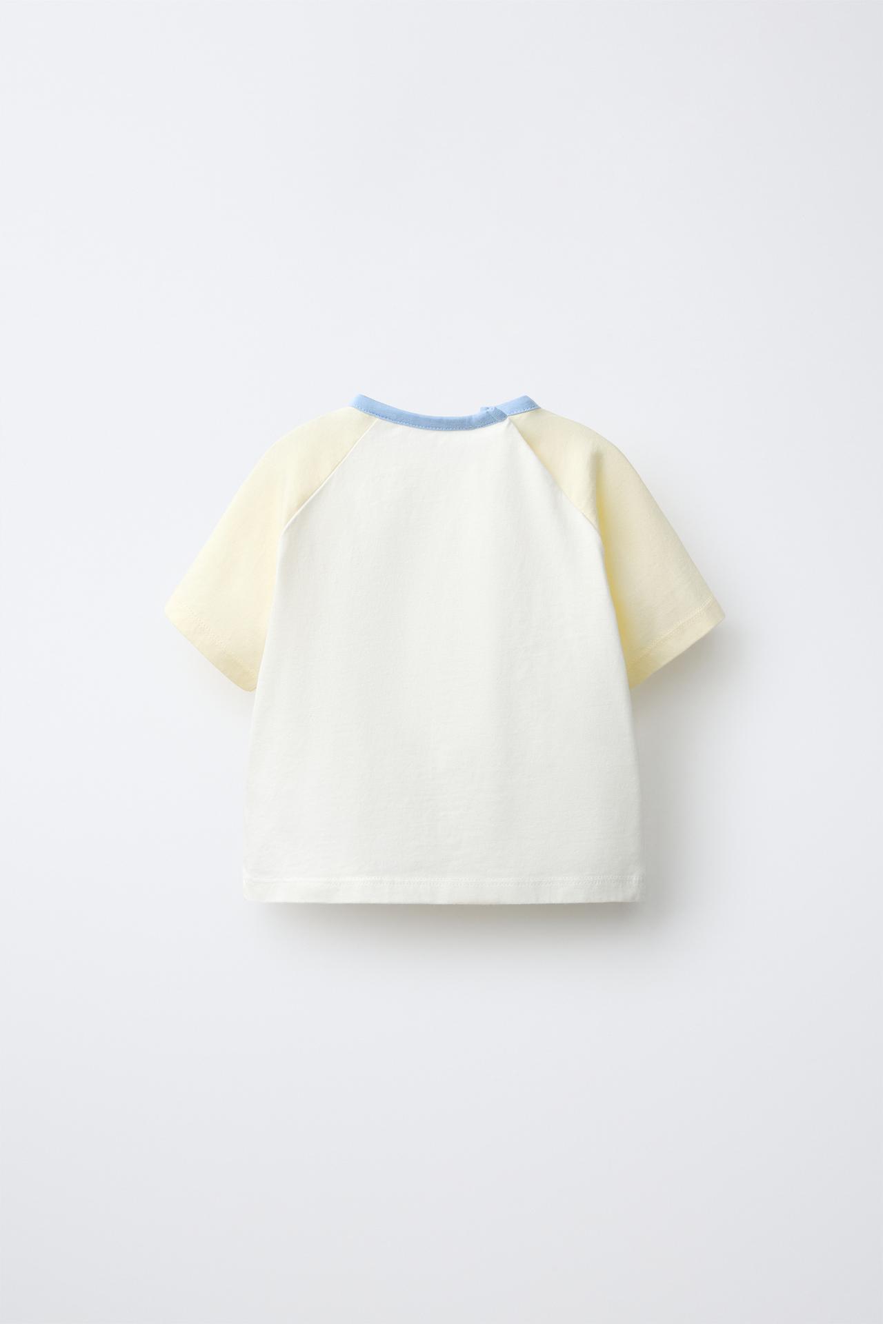 CONTRASTING RAGLAN SLEEVE T-SHIRT — Oyster-white