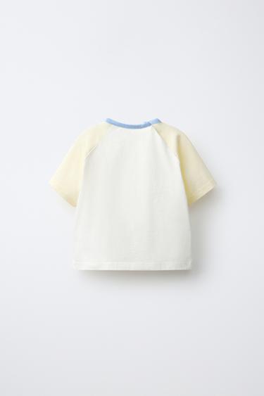CONTRASTING RAGLAN SLEEVE T-SHIRT — Oyster-white 2