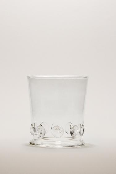 BOROSILICATE TUMBLER WITH RAISED FLOWERS - Transparent by Zara