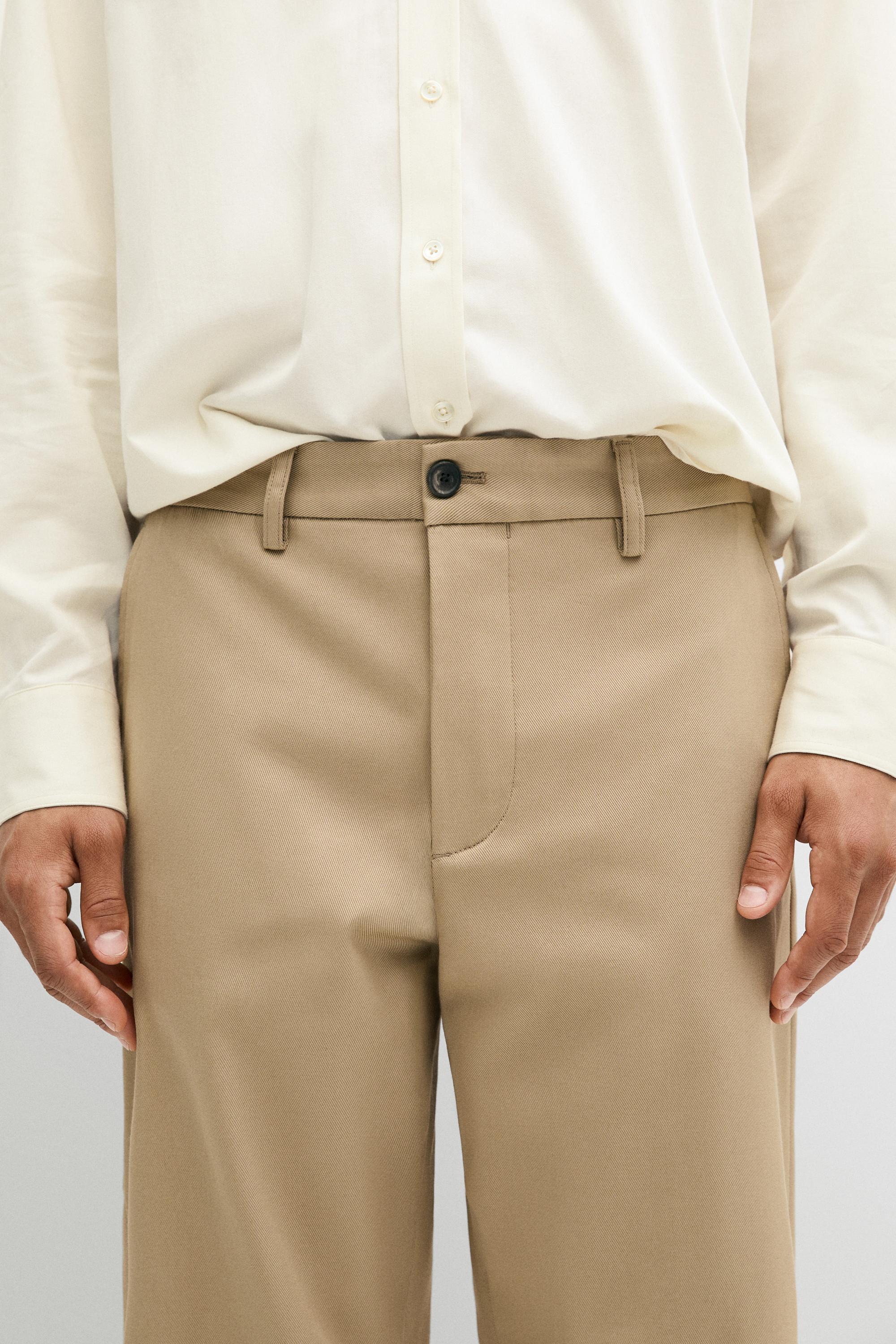 Cotton blend straight-leg pants