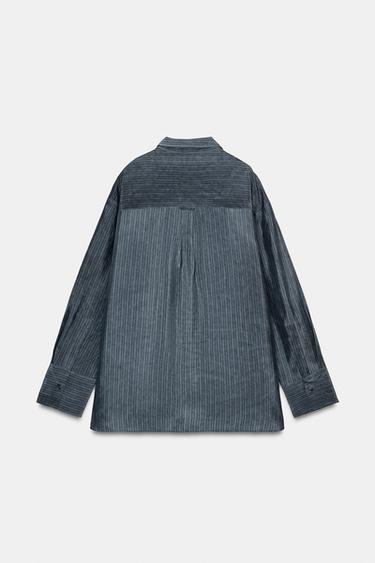 OVERSIZE FLOWING STRIPED SHIRT ZW COLLECTION - Blue by Zara - Image 6