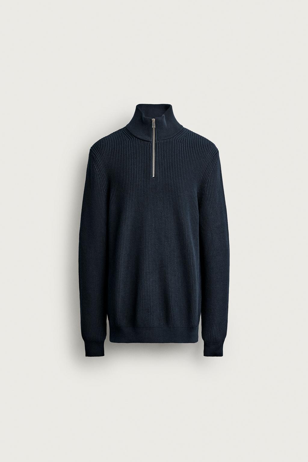 PURL KNIT QUARTER-ZIP JUMPER