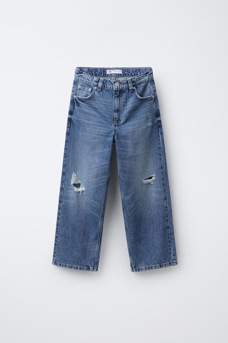 RIPPED WIDE-LEG JEANS