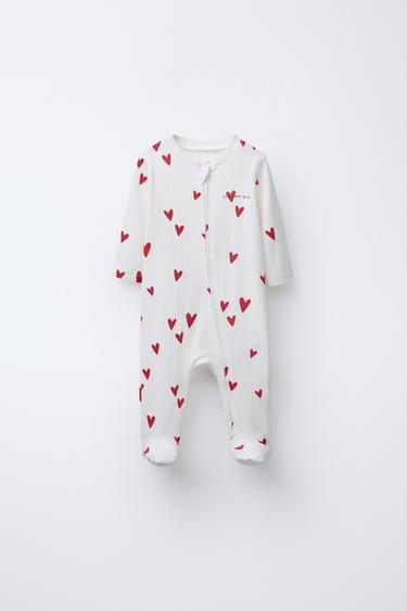 0-18 MESES/ PIJAMA INTEIRO COM CORAÇÕES - Cru da Zara