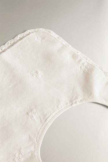 FLORAL EMBROIDERED BABY BIB - Oyster-white by Zara - Image 4