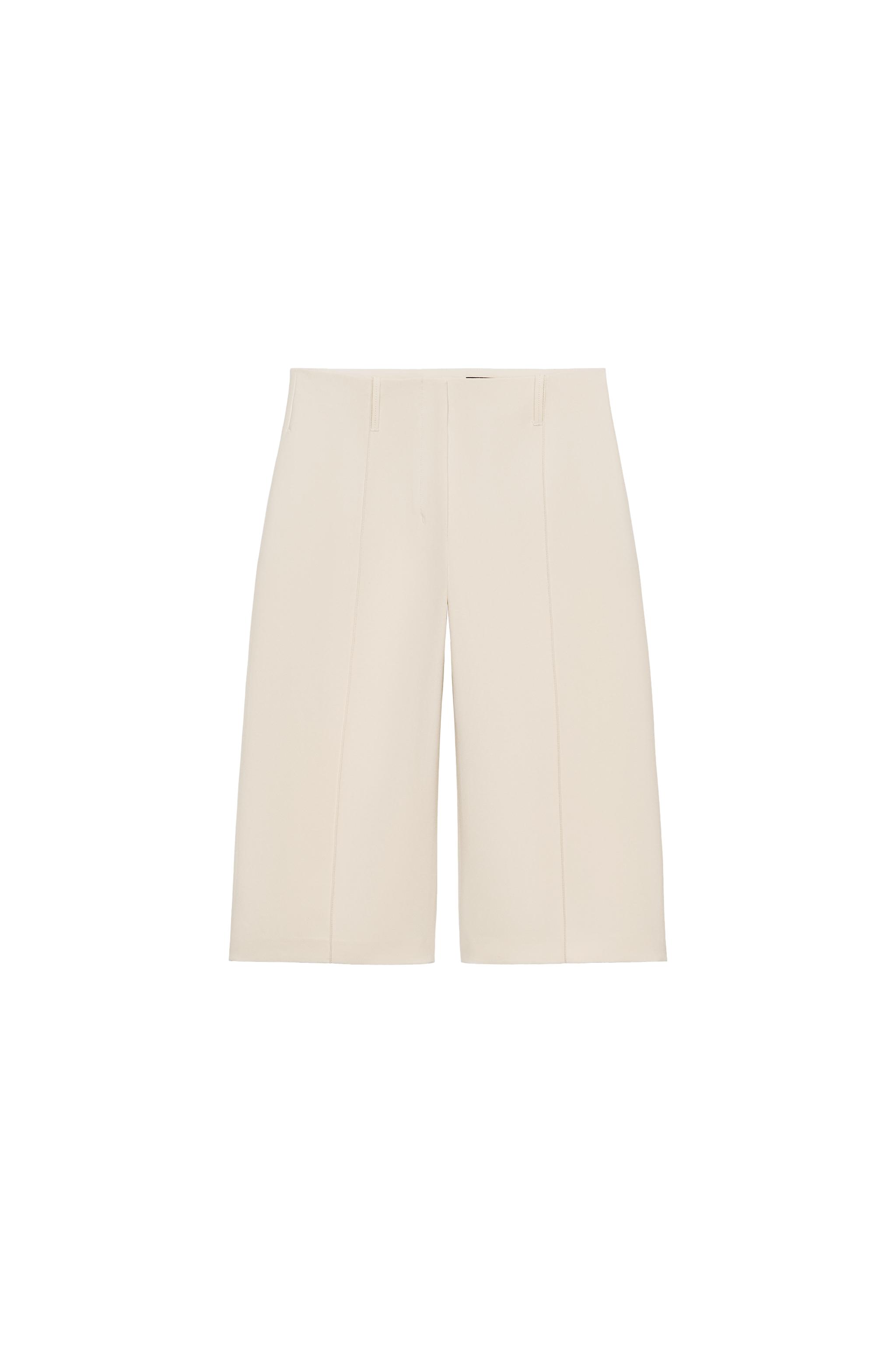 ZW COLLECTION STRAIGHT SHORTS WITH PLEATS - Beige | ZARA United States