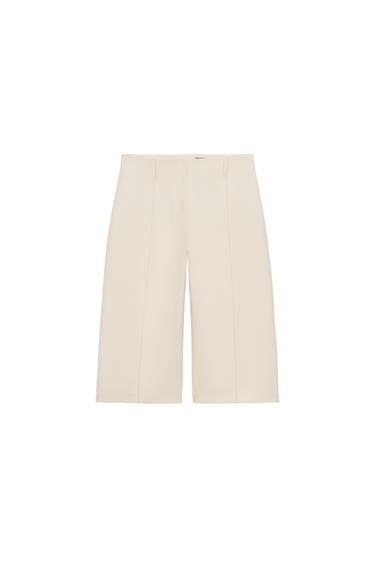 ZW COLLECTION STRAIGHT-LEG BERMUDA SHORTS WITH SEAM DETAIL - Beige by Zara