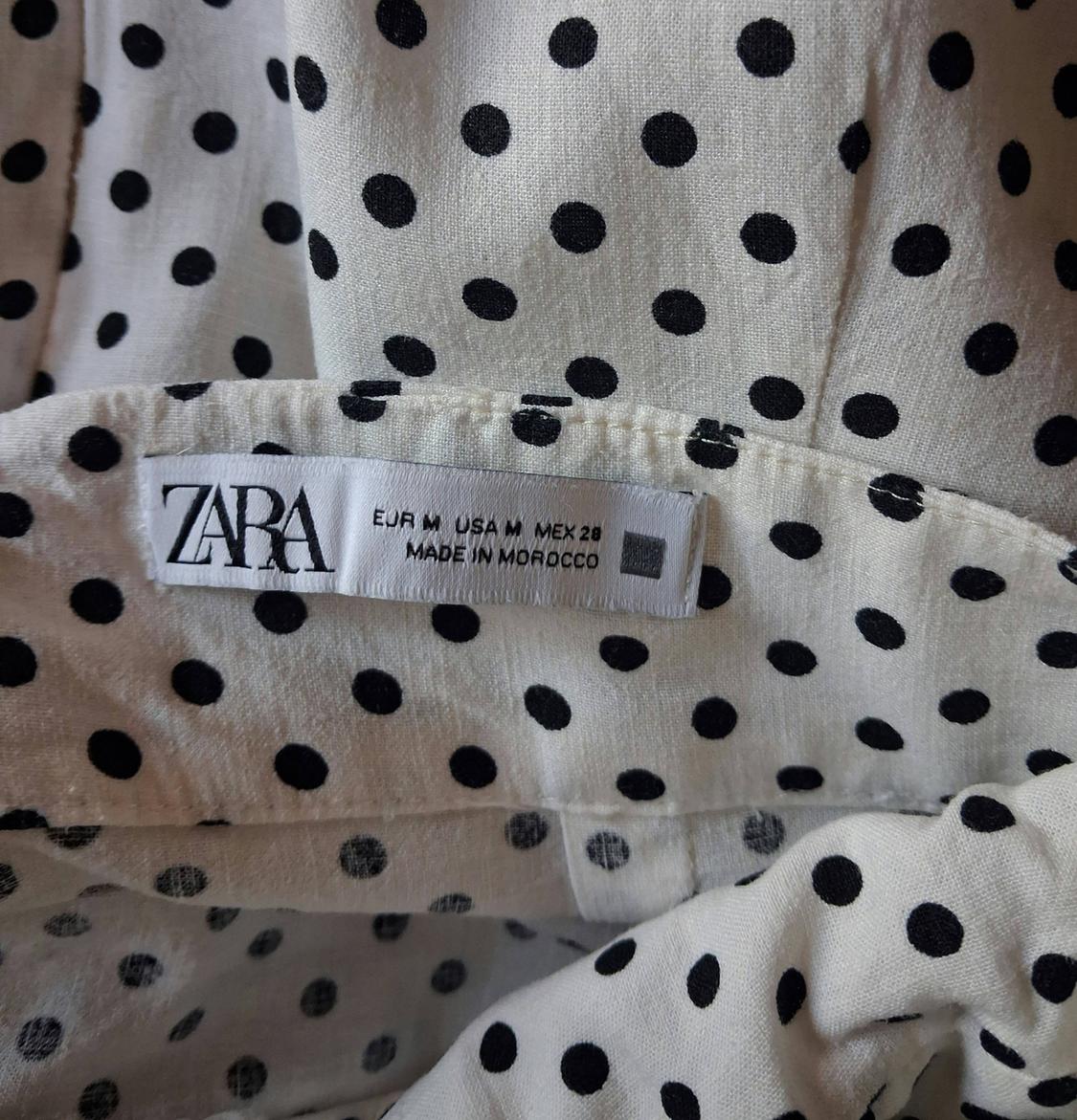 LINEN BLEND POLKA DOT CORSETRY-INSPIRED DRESS - Image 3