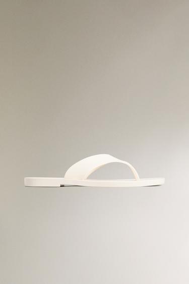 RUBBERISED FLAT SANDALS - Ecru White by Zara - Image 0