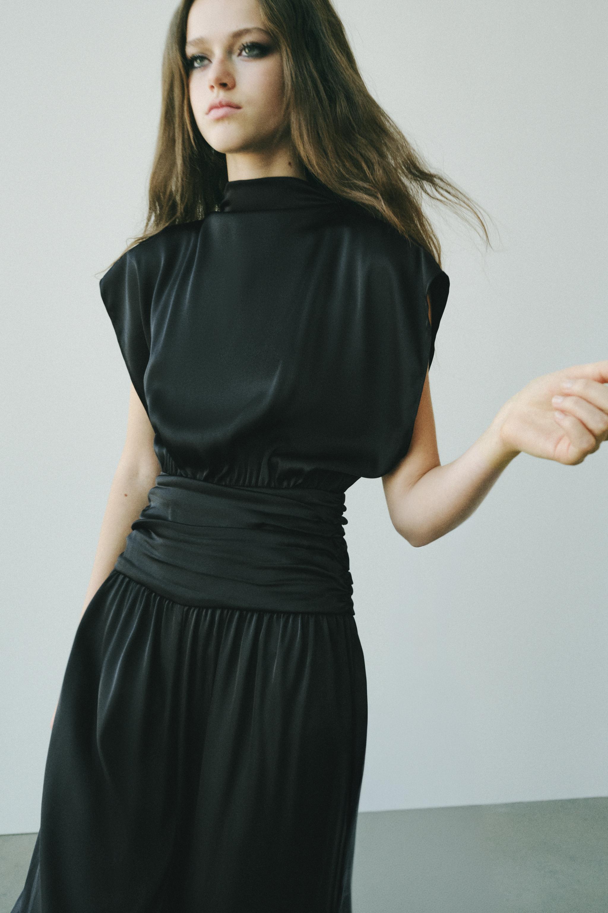 SATIN CUMMERBUND JUMPSUIT