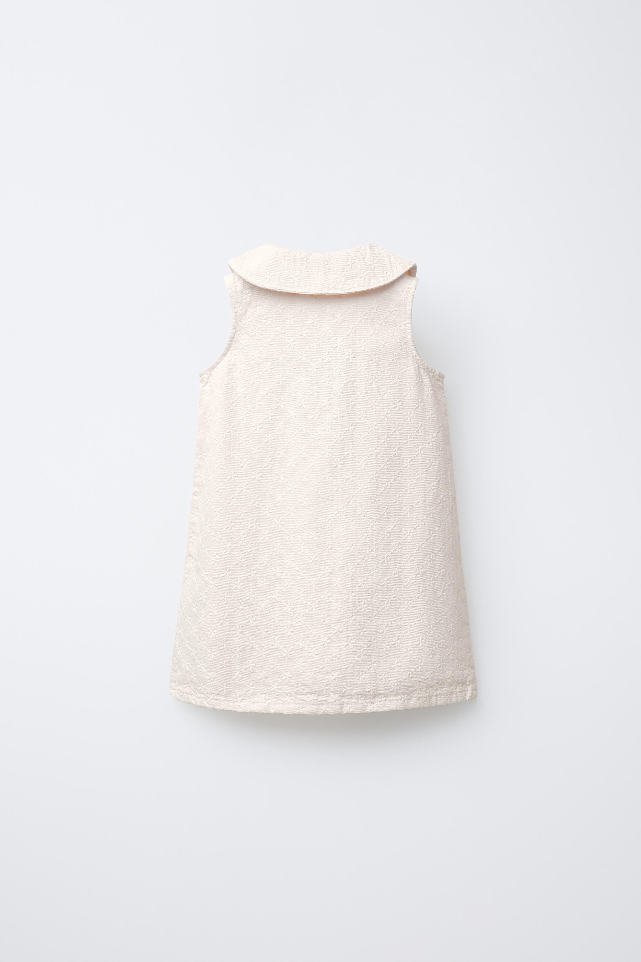 EMBROIDERED FLORAL TWILL DRESS