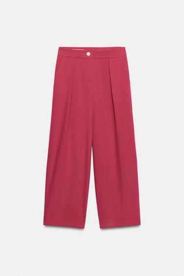 PLEATED CARROT FIT TROUSERS - Fuchsia by Zara - Image 4