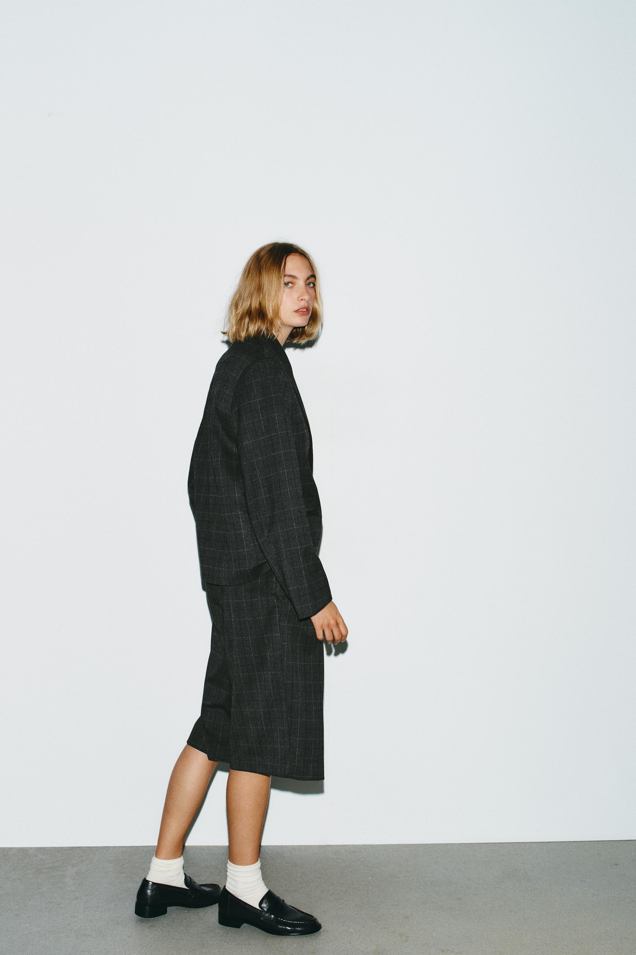 VESTE COURTE À CARREAUX OVERSIZE