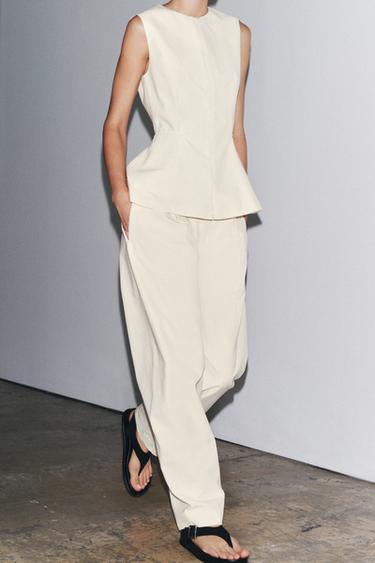 TOP PÉPLUM ZW COLLECTION - Écru de Zara - Image 4