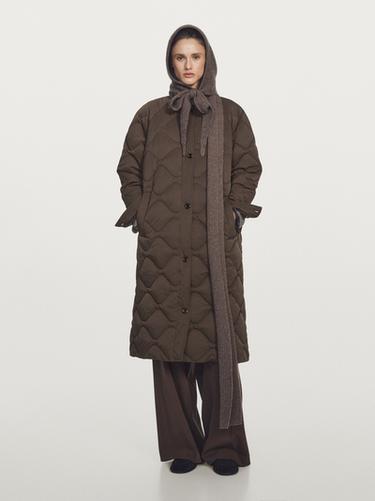 Chaqueta larga acolchada water repellent - Khaki oscuro de Zara - Imagen 0