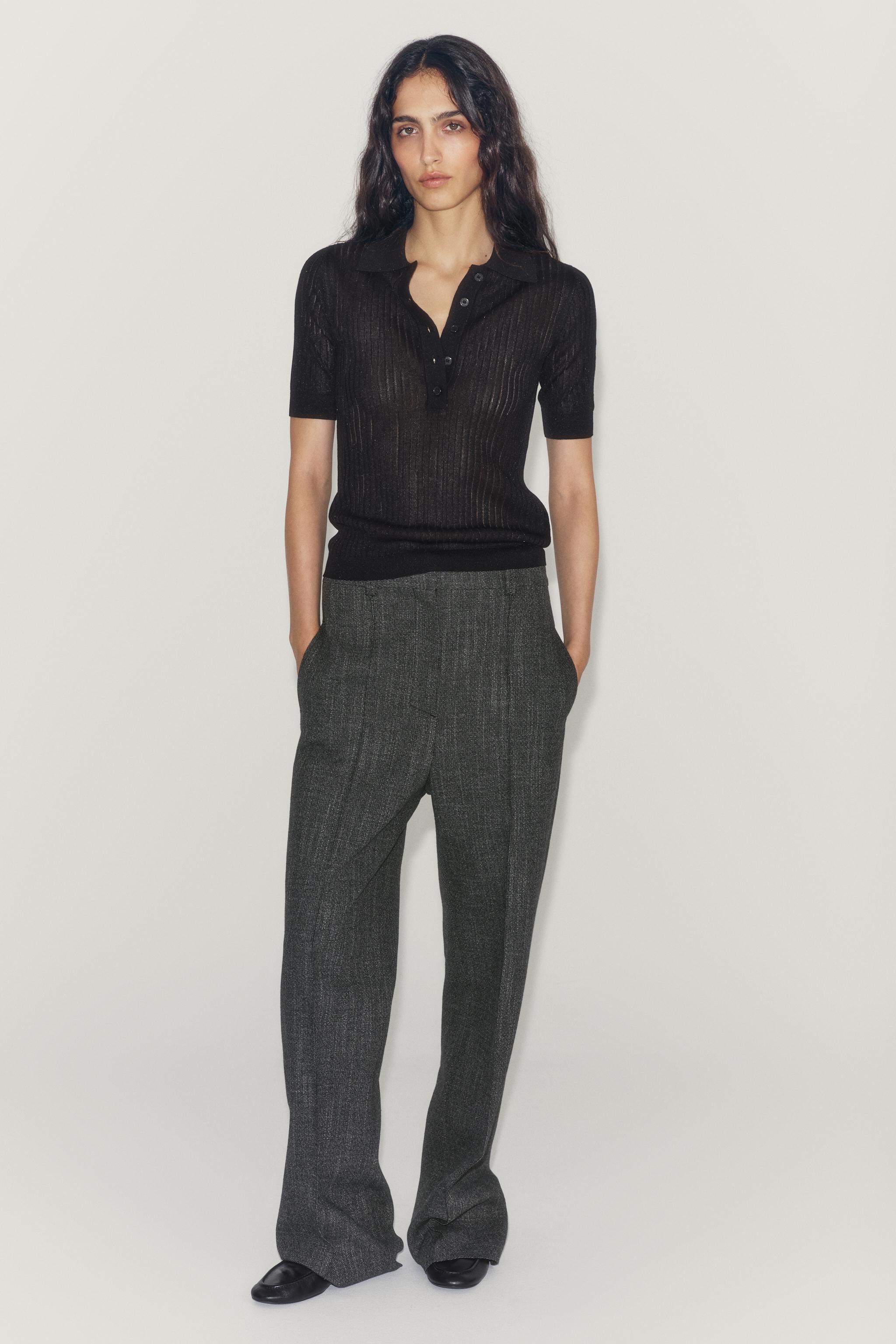 SEMI-CLEAR KNIT POLO SHIRT — Black