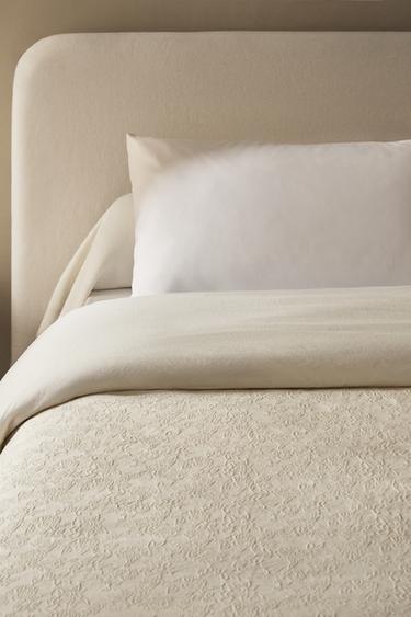 COTTON JACQUARD DUVET COVER - Oyster-white by Zara